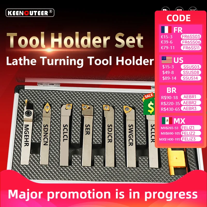 

7Pcs/Set Lathe Boring Bar with Carbide Inserts 1/2 Turning Tools (MGEHR, SDJCR, SWGCR, SCLCR, SER, SCLCL) CNC Cutting Holde HOT