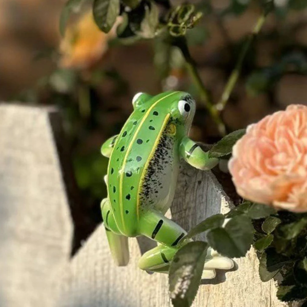 

Frog Resin Statue Cute Small Frogs Decor Lifelike Garden Ornaments Durable Fake Figurines Flowerpot Fence Landscape Outdoor