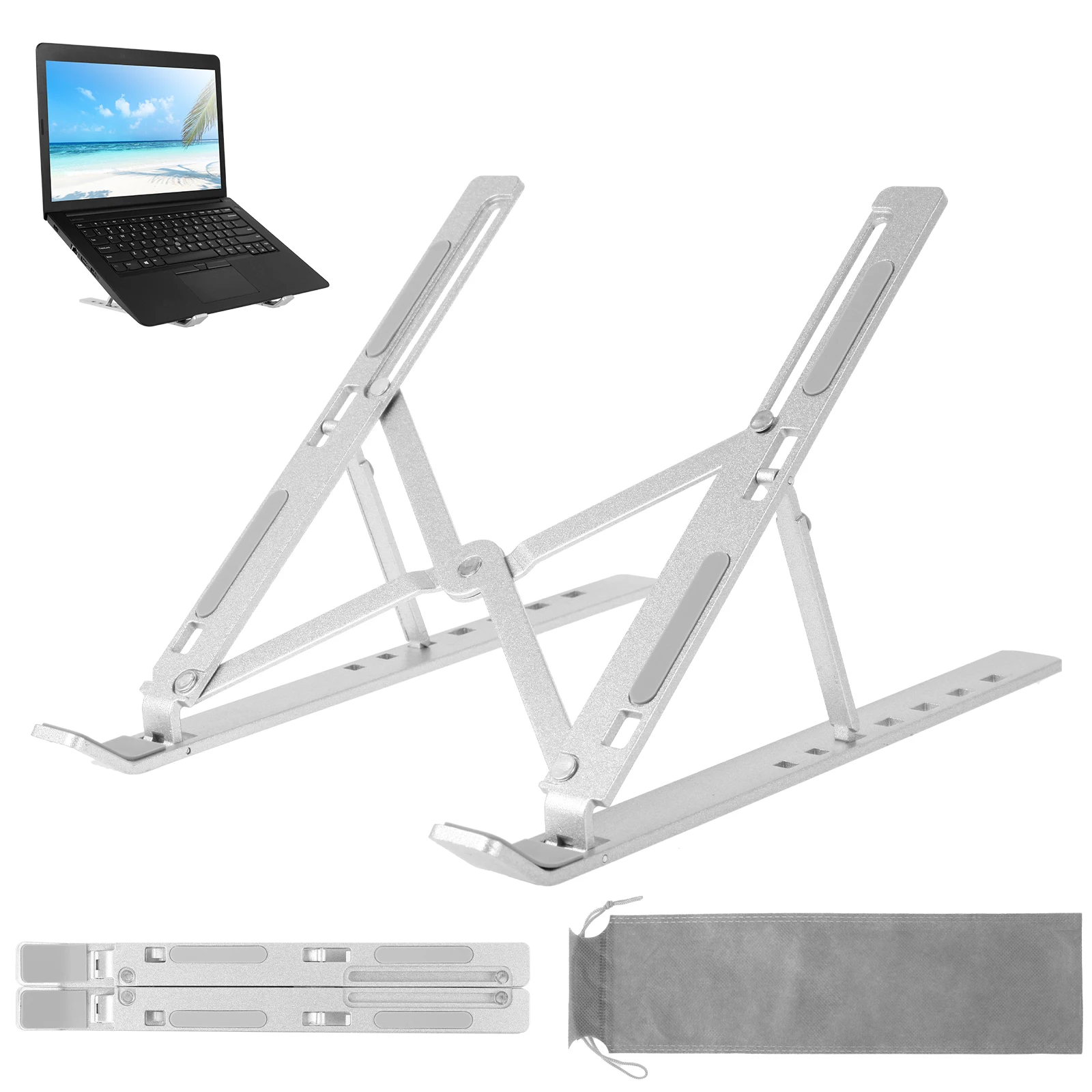 Laptop Stand Adjustable Laptop Holder Anti-Slip Notebook Stand Holder Metal Desktop Laptop Riser Portable Computer Mount