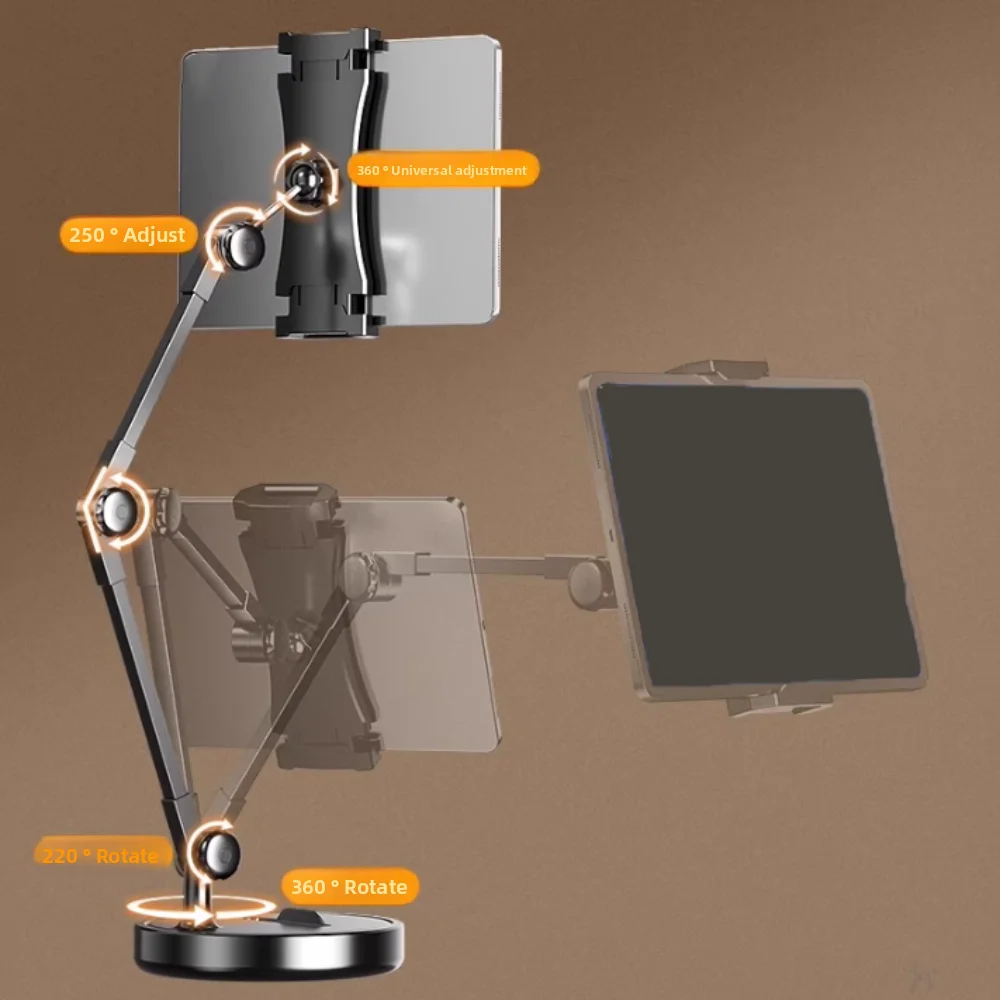 Adjustable Height Telescopic Phone Stand 360° Rotate Stable Base Tablet Stand Universal Metal Desktop Phone Holder