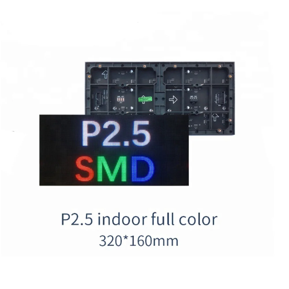 Indoor P2.5 SMD LED Display Module 1/32Scan 320x160mm size 128x64 pixel using for led screen panel send free cable for module