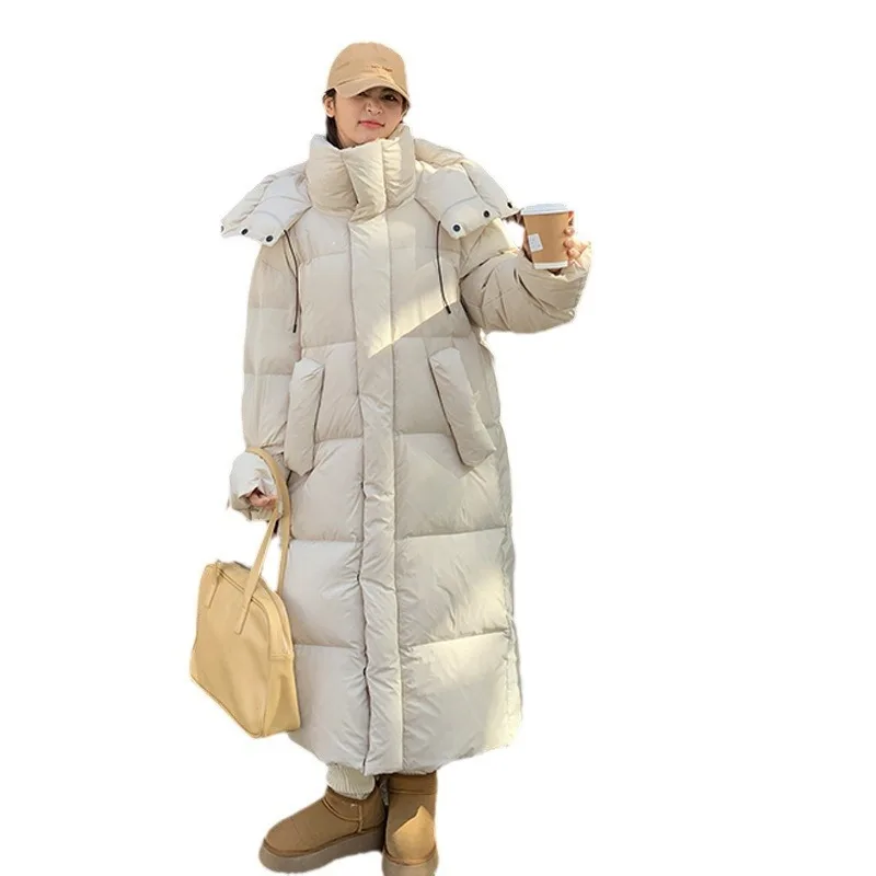 Women's Long Down Jacket Warm Thick White Duck Down Coats Winter Outerwear High-end Feel Comfortable Cool Warm Puffer Jacket