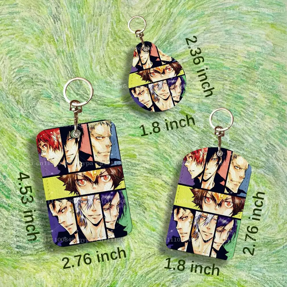 H-HITMAN REBORN Leather 2 Sided ID Card Holder with Keychain Executive Protection For Bank Credit Subway Bus Case