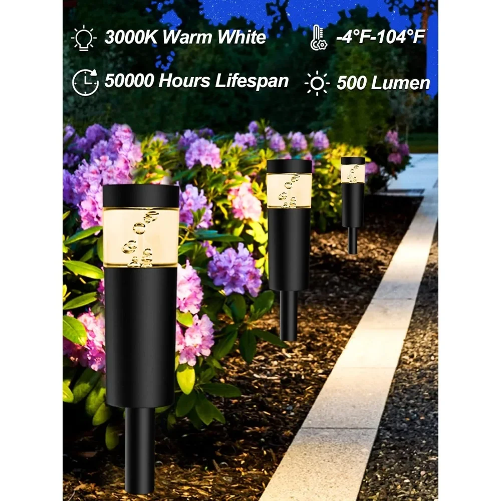 5W Low Voltage Landscape Pathway Lights with Connectors 12V Outdoor Landscape Lighting LED Bollard Path Lights Wired IP65(8Pack)