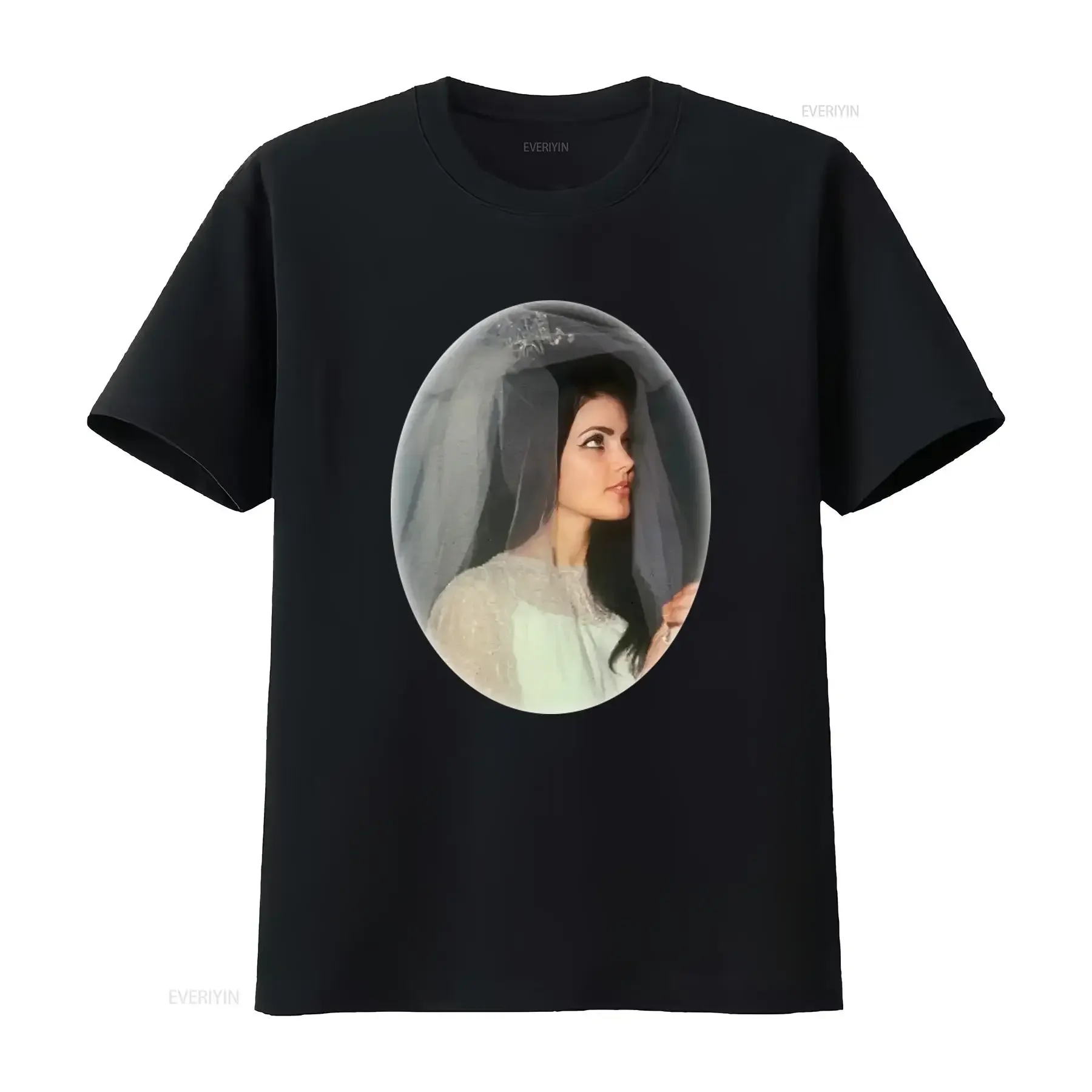 Priscilla Presley Inspired Oval Heavy Cotton T Shirt Sofia Coppola Directed Design vintage Washed Top For Everyday Wear