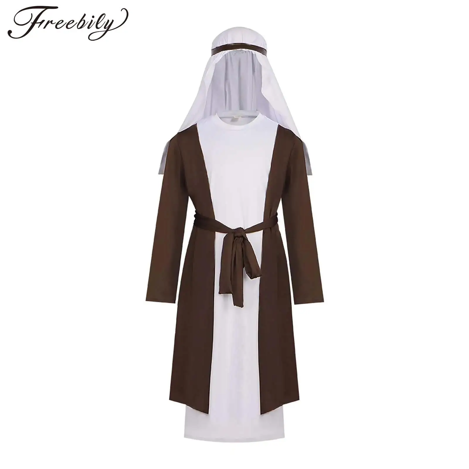 Ropa de Saint Joseph para niños, fiesta temática de Halloween, disfraz de pastor de los Emiratos Árabes Unidos, bata Maxi Abaya con tocado de banda