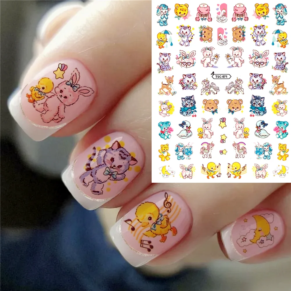 TSC-071 Kaninchen Ente Wald Begleiter Brot Burger DIY 3D Rückenkleber Nail Art Aufkleber Abziehbilder Sliders Nagelornament Dekoration