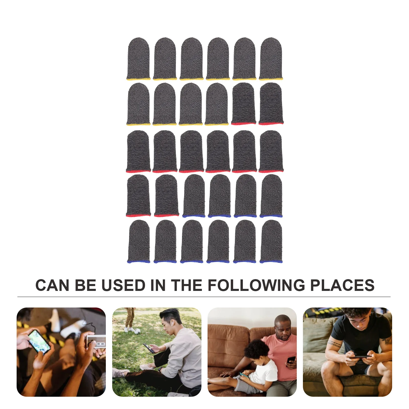 30Pcs Silver Fiber Gaming Finger Sleeves Breathable Elastic Thumb Sleeve Anti-Sweat Finger Protector Touch Screen Cover