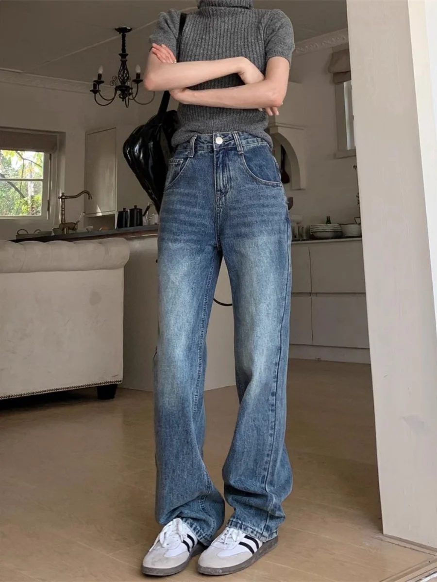 

Flared Jeans Woman Trousers High Waist Denim Fashion Vintage Female Y2K Streetwear Wide Leg Korean Casual Oversize All Match
