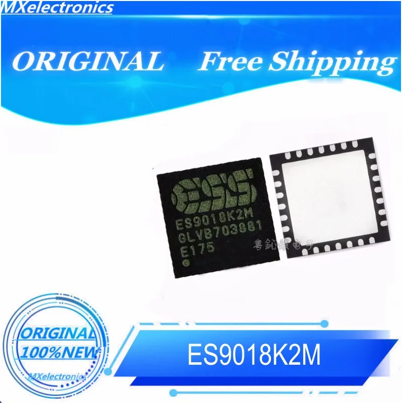 free shipping 5PCS/LOT ES9018K2M ES9018 32-bit Stereo Mobile Audio DAC IC   NEW100%ORIGINAL