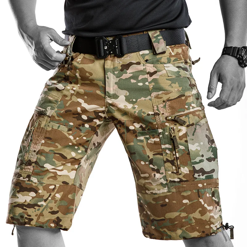 

Men Outdoor Multifunctional Hiking Tactical Camouflage Shorts Summer Multipocket Wear-resistant Splashproof Cargo shorts