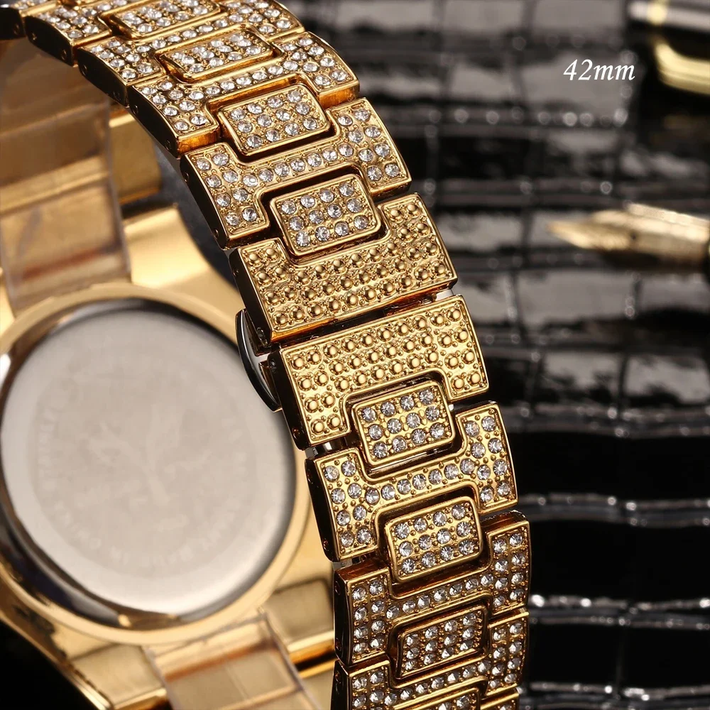 Full Bling Diamonds Watch Men Luxury Brand Hip Hop ICED Out Mens Quartz Watches Business Male Clock Waterproof New Reloj Hombre