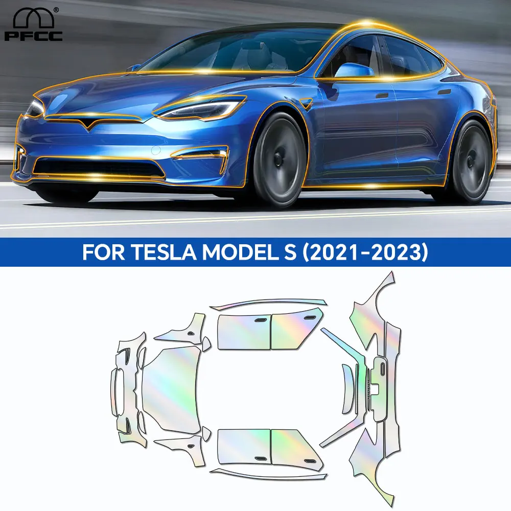 

For Tesla Model S 2021-2023 Pre-Cut Paint Protection Film PPF Invisible Car Paint Protection Film Clear Accessories Anti-Scratch