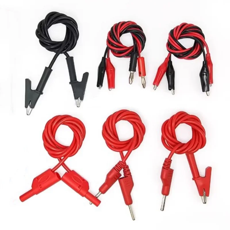 2PCS Alligator Clip Wire to Banana Plug With Wire Power Test Clip Double-Headed Power Clip 2 Wires 4 Clips Colorful