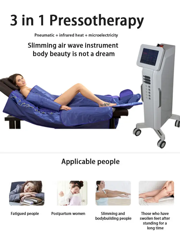 3IN1 Far Infr EMS Druck Körper Beine Pressotherapie Luftdruck Presoterapia Lymphdrainage Maschine für Gesundheitsfürsorge