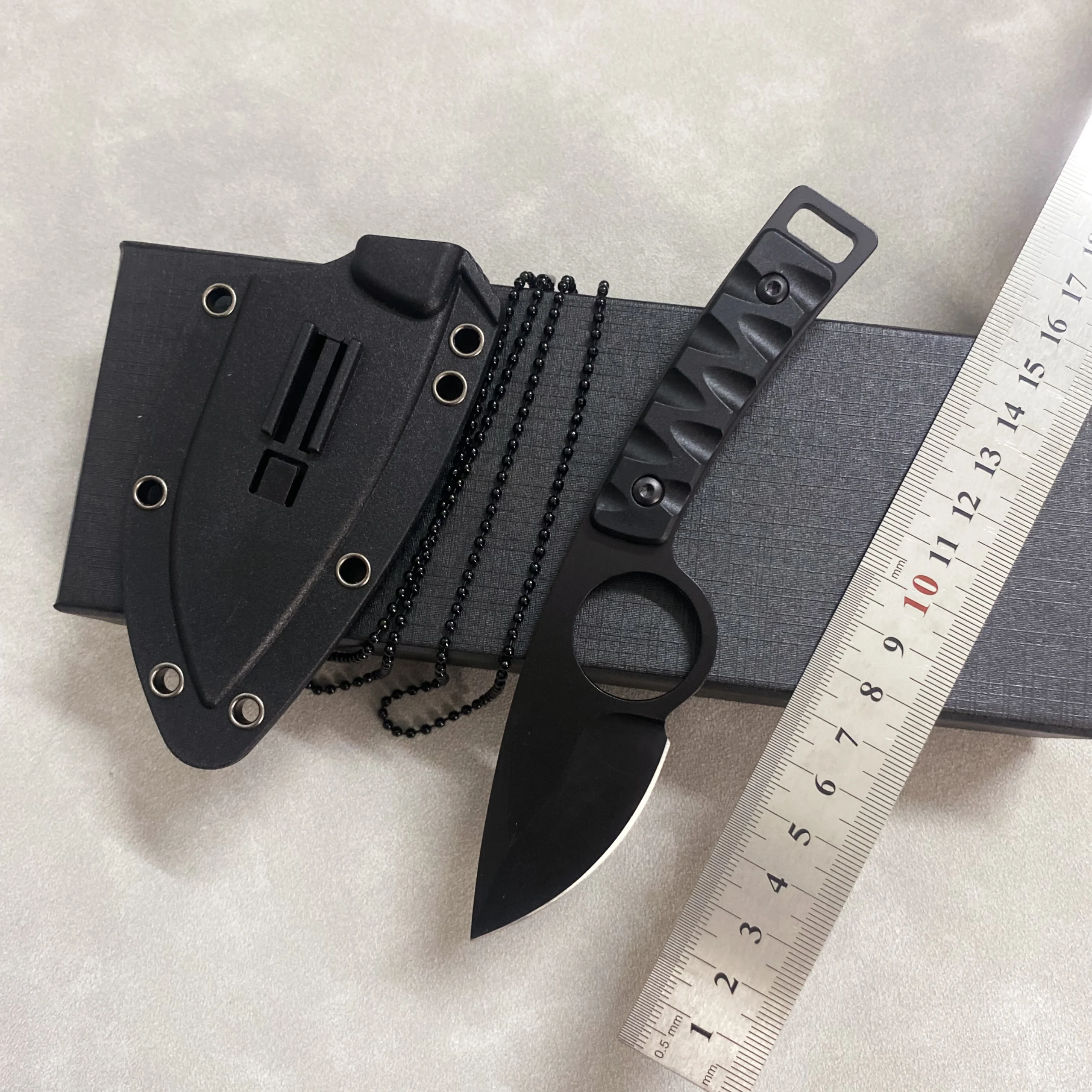 Cuchillo táctico mini de acero una pieza afilado para acampada - imagen 4