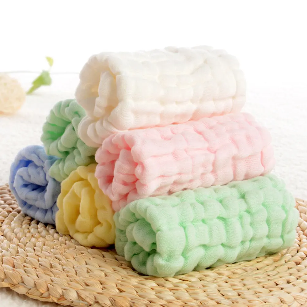 

Six Layers Gauze Cotton Square Towel Burp Cloth Absorbent Hand Face Towel Yellow Dry Burp Cloth