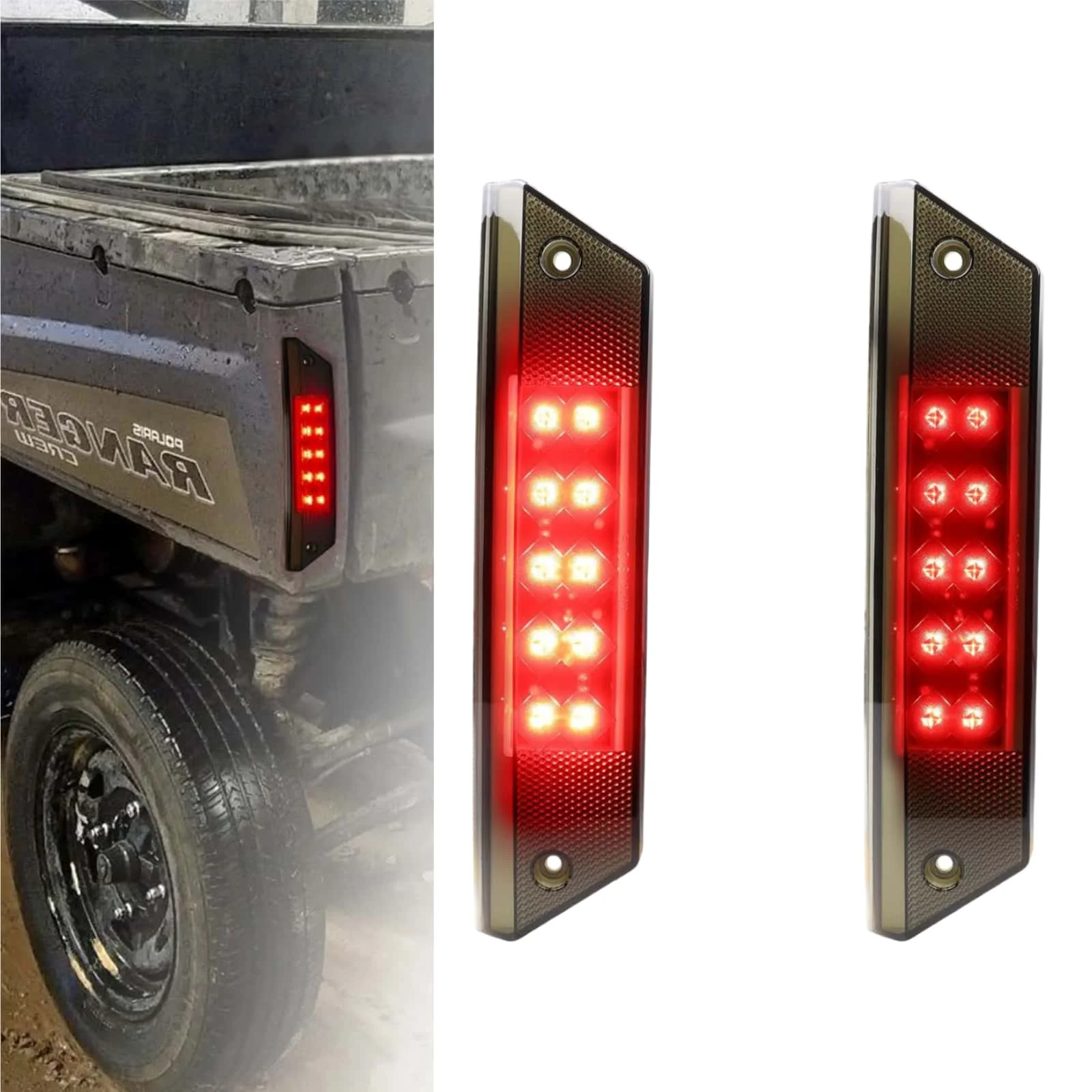 

2 шт. ATV дымчатый/красный светодиодный задний фонарь для Ranger 900, стоп-сигнал, задний фонарь для 2411099 Polaris Ranger 800 700 2012-2016