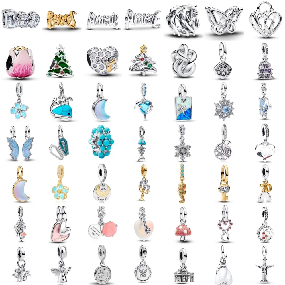 

New 925 Silver Exquisite Cherry Blossom Bee Moon Love Pendant, Suitable for European Original Bracelet DIY Exquisite Jewelry