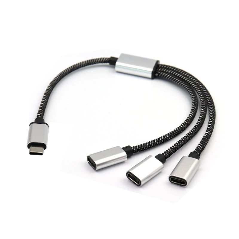 USB C Male to 3 USB C Female Cable Adapter Headphone Type C Charging Adapter 480Mbps Data Transmission 30cm/11.81in