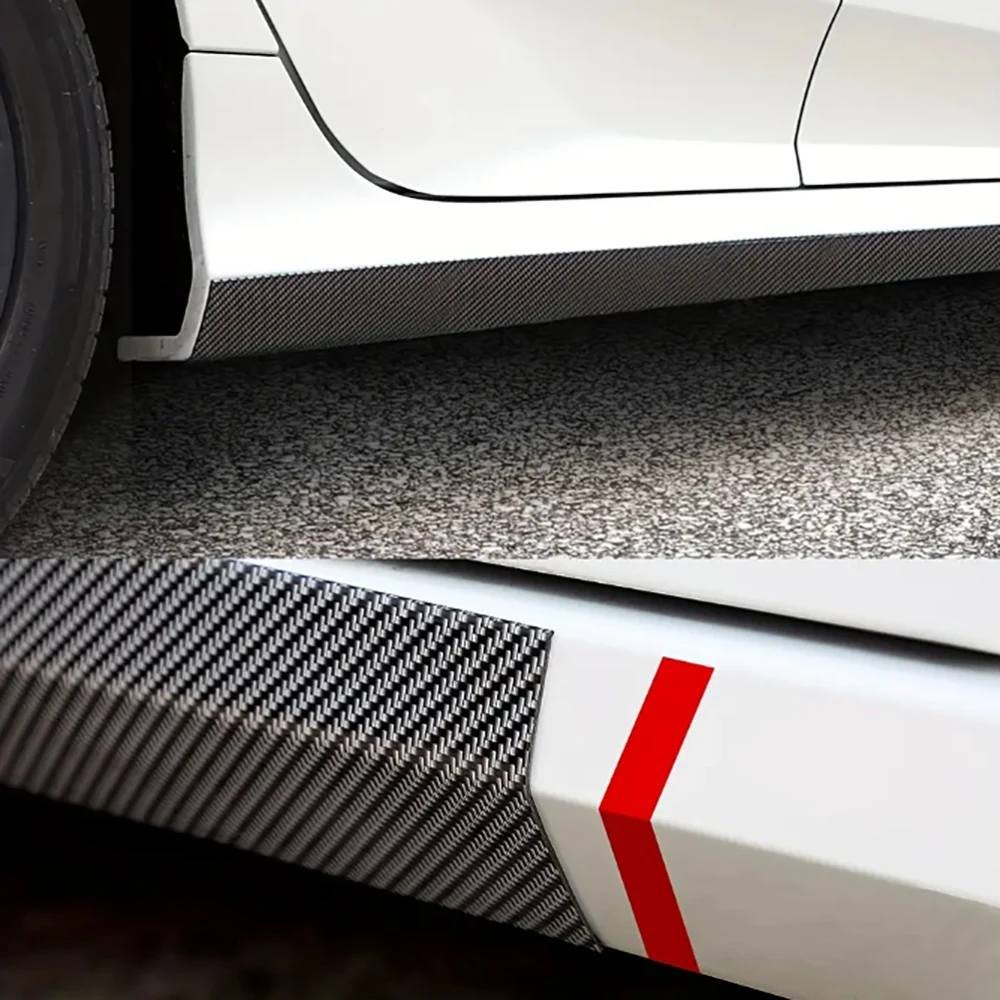 カーバンパーステッカー カーボンファイバー 車体用ビニール保護ステッカー ストリップ 傷防止フィルム 自動車 ドアエッジ スカッフプレート トランクプロテクター