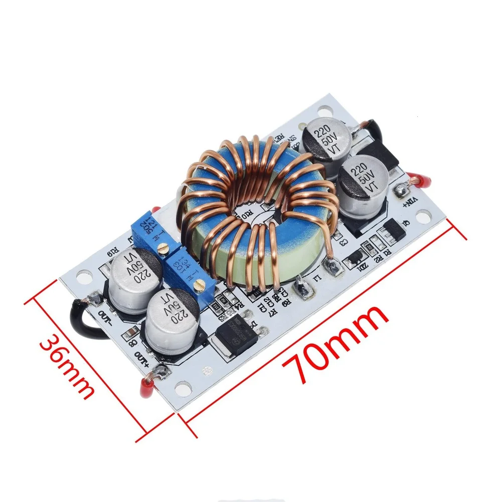 Aluminum Mounted 250W Boost Converter Module Input DC 10-40V Output DC 10-50V Adjustable for LED Lighting Automotive Laptop