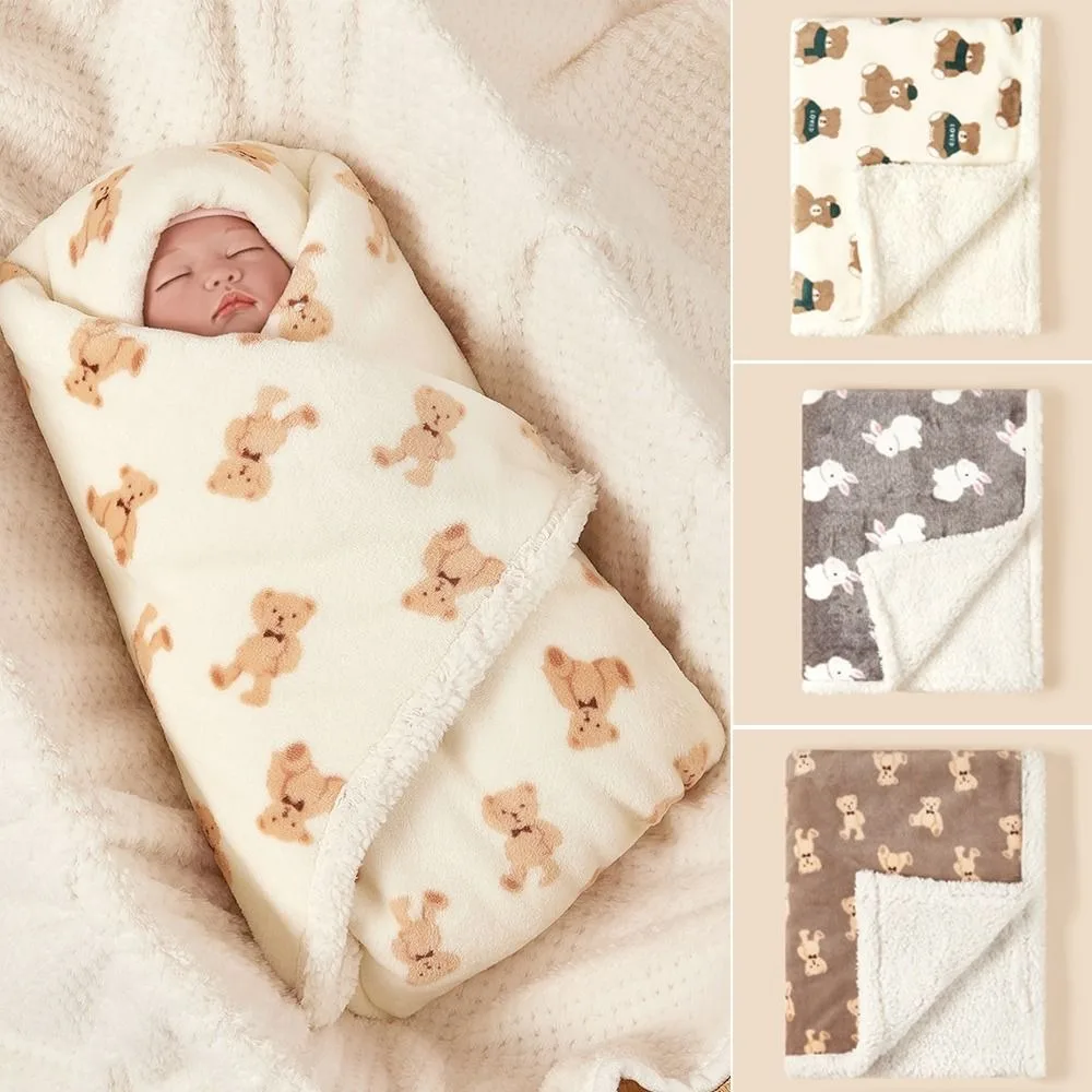 High Quality Autumn Winter Baby Blanket Lamb Fleece Flannel Quilt Keep Warm Thickned Newborn Swaddle Wrap