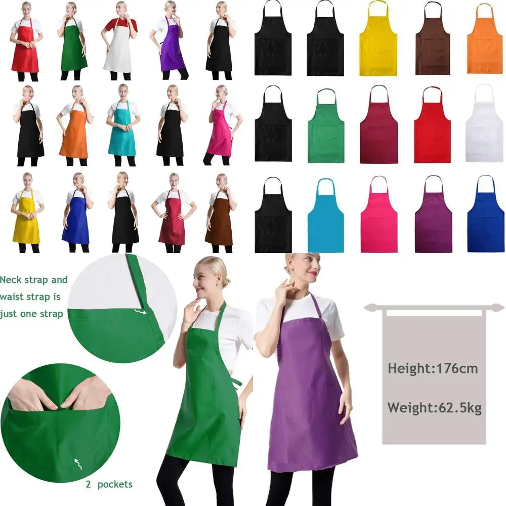 

15-Piece Assorted Solid-Color Adult Aprons with Pockets for Cooking, Painting, and Baking
