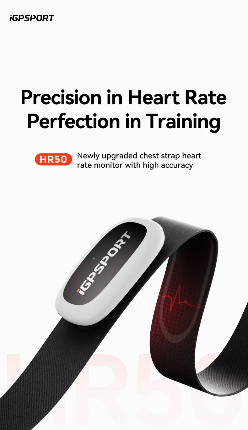 iGPSPORT HR50 Brust-Herzfrequenzmesser, Fitness, Laufen, Sport, Herzfrequenzsensor für Radfahren, Laufen, Fitnessstudio, IPX7 wasserdicht – Detail 1