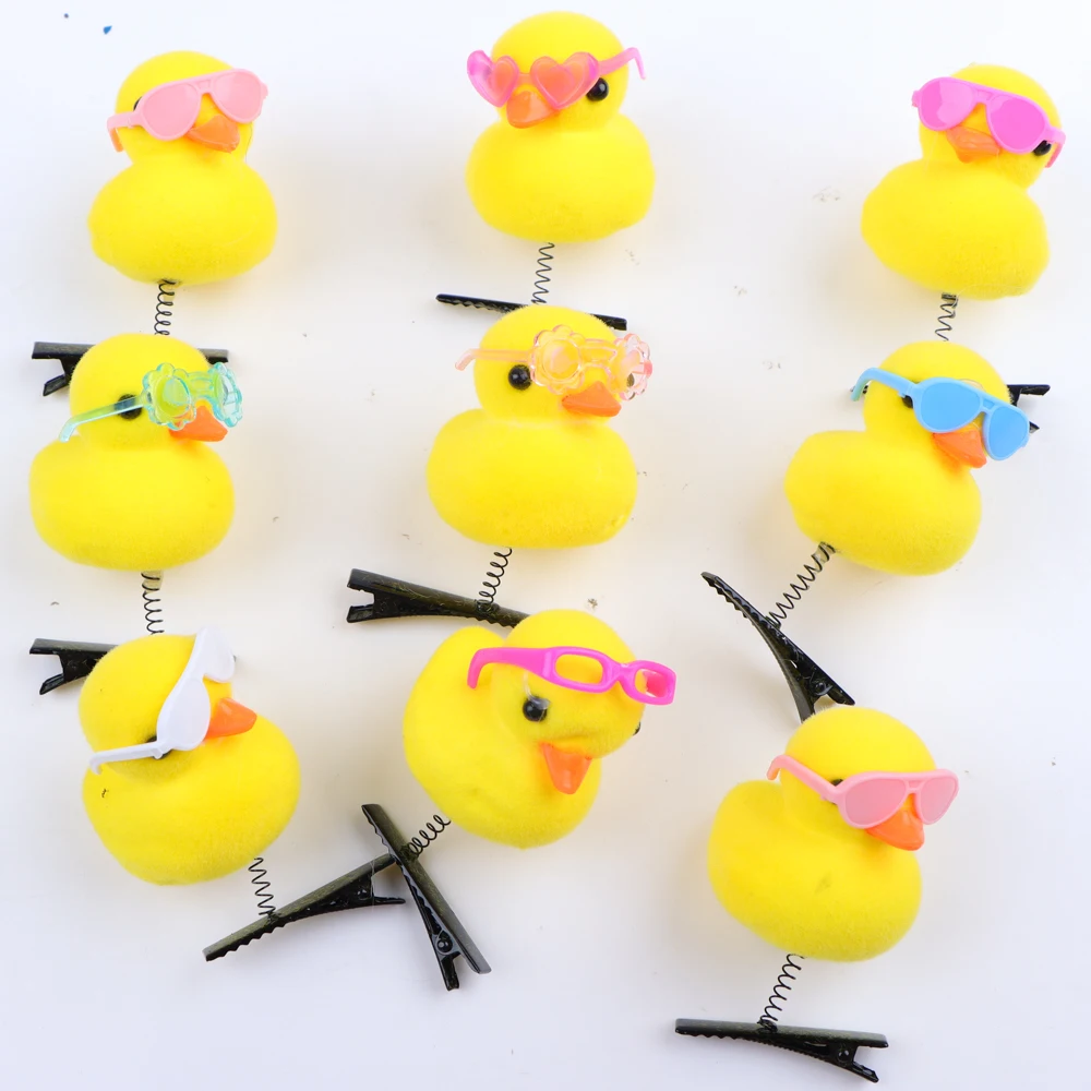10/20/50/100Pcs/Lot Cartoon Funny Children 3D Little Yellow Duck Plush Hairpin Fashion DIY Duckbill Clip Accessories Party Gifts image 3