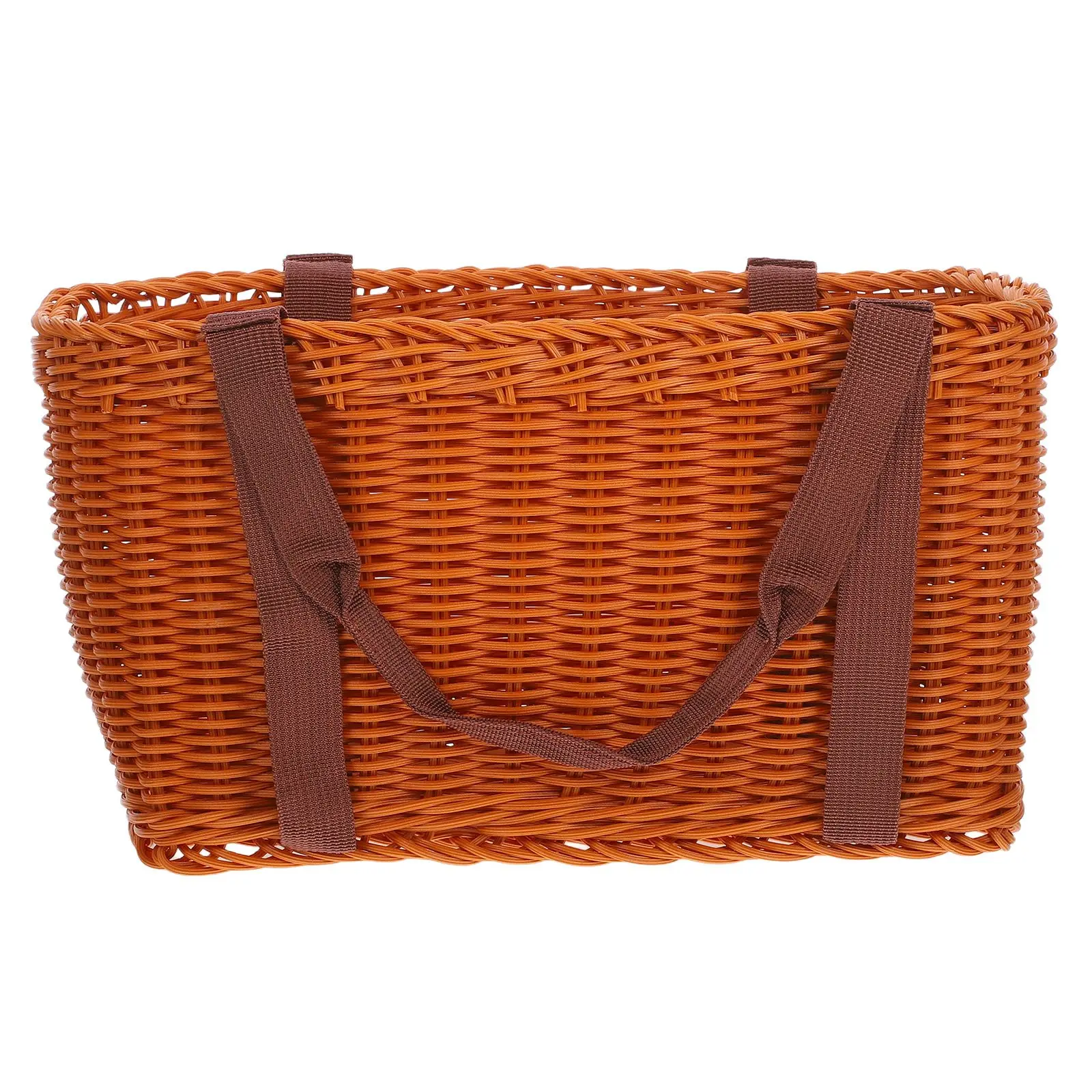 

Rattan Shopping Basket Large Handwoven Portable Storage Baskets Tote Bag Fruit Container Kitchen Picnic Basket Holder