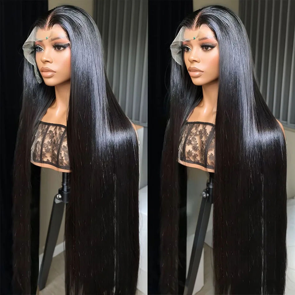 

180 Density Straight HD 13x6 Lace Front Wigs Human Hair 40 Inch Brazilia Transparent Preplucked 13x4 Lace Frontal Wig Remy Hair