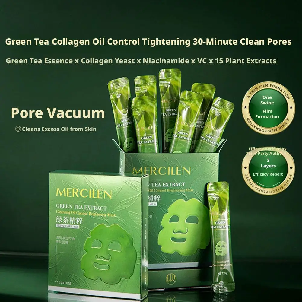 1/2/3BOX Mercilen Green Tea Peeling Facial Masks Moisturizing Hydrating Anti-Aging Whitening Peel-Off Face Mask Tearing Masks