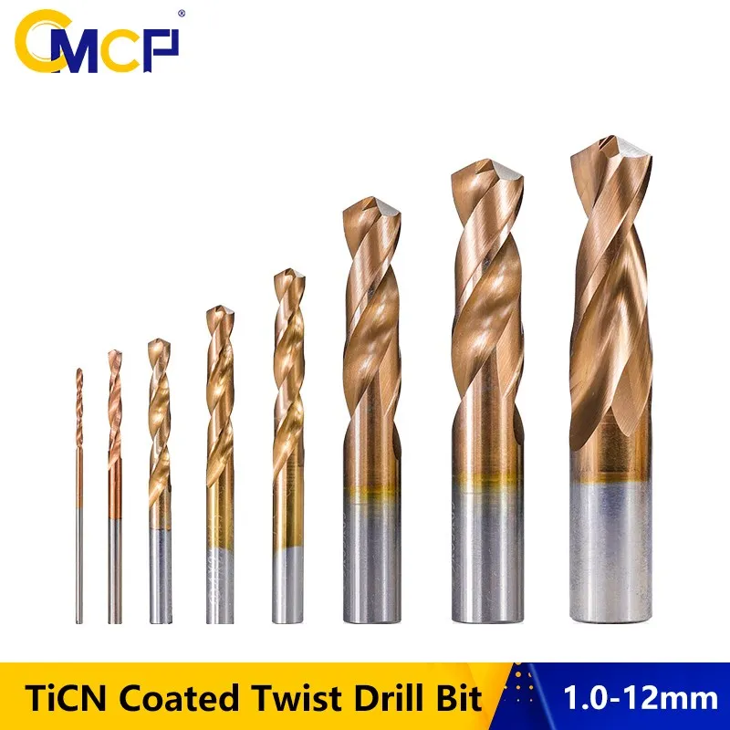 CMCP 1 قطعة TiCN المغلفة كربيد مثقاب الخشب 1.0-12 مللي متر تويست مثقاب الخشب متجانسة الحفر ل آلة مخرطة باستخدام الحاسب الآلي المعادن الحفر