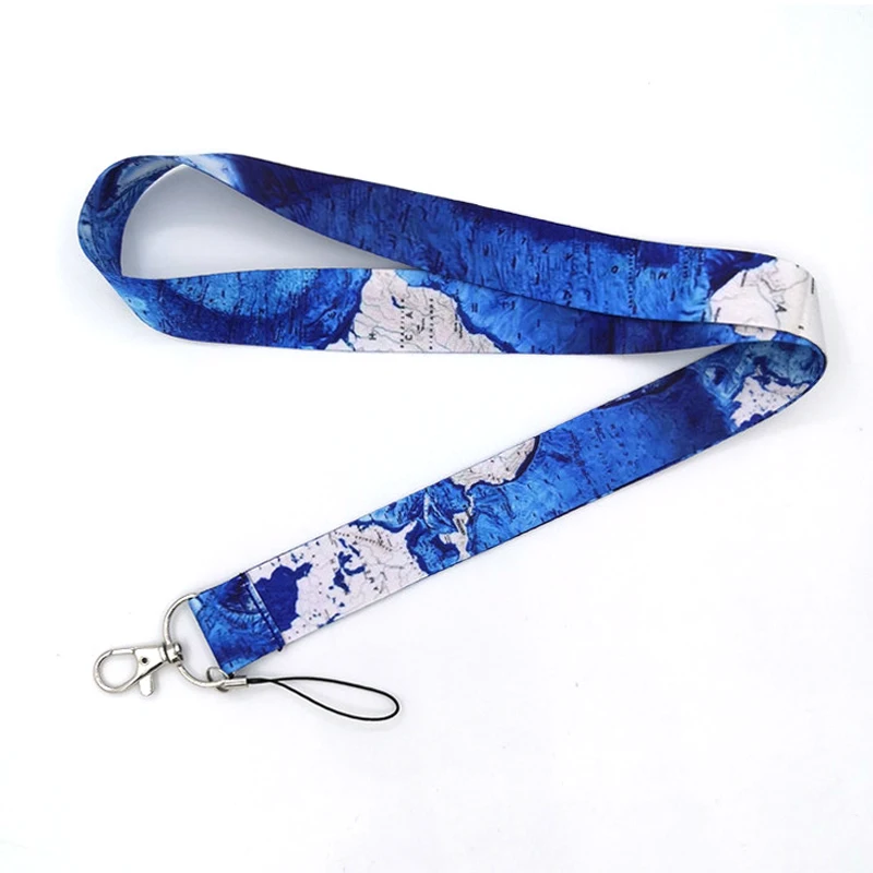 World Map Creative Lanyard Card Holder Student Hanging Neck Phone Lanyard Badge Subway Access Card Holder Accessories Gifts