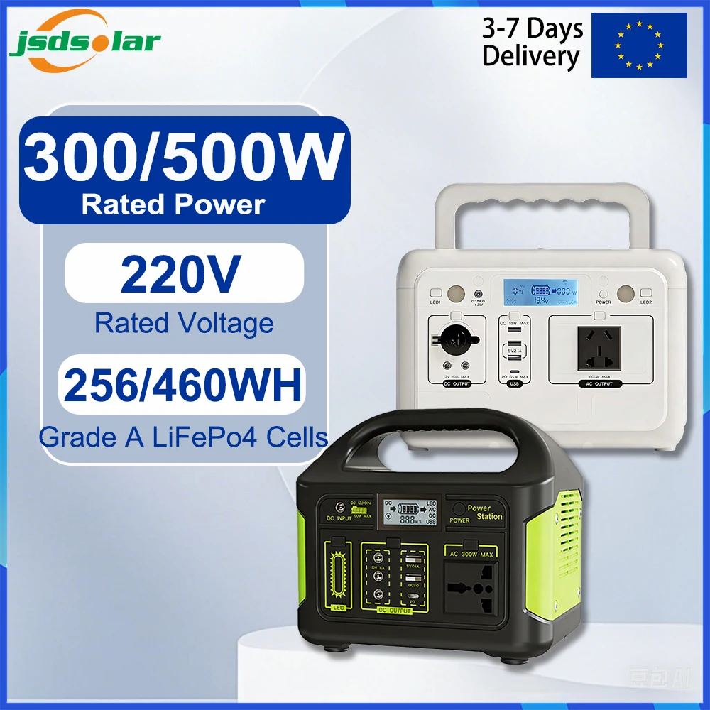 Przenośna stacja zasilania Gaiaray 500W 300W, 460.8WH 256WH, system ładowania baterii Lifepo4, generator solarny do kempingu, podróży, kamperów