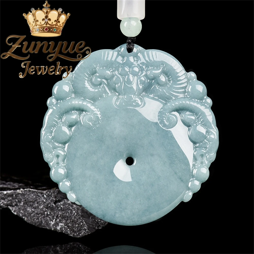 Natural Blue Water Ice Jadeite Three Sheep To Keep Peace Pendant Luxury Quality Fashion Fine Jewelry Exquisite Elegant Amulets