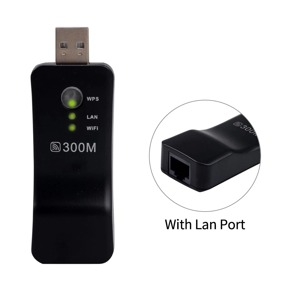 범용 USB 무선 WiFi 스마트 300Mbps TV 네트워크 어댑터 범용 HDTV RJ45 랜 포트 리피터 AP WPS (삼성 소니 TV용)