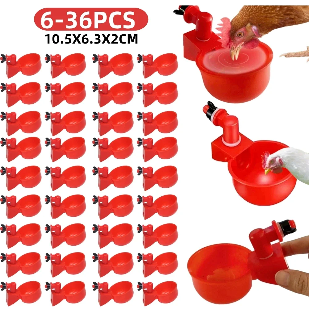 6-36 pezzi pollo anatra bere tazza abbeveratoio automatico mangiatoia per polli plastica pollame fattoria acqua potabile tazze facile installazione