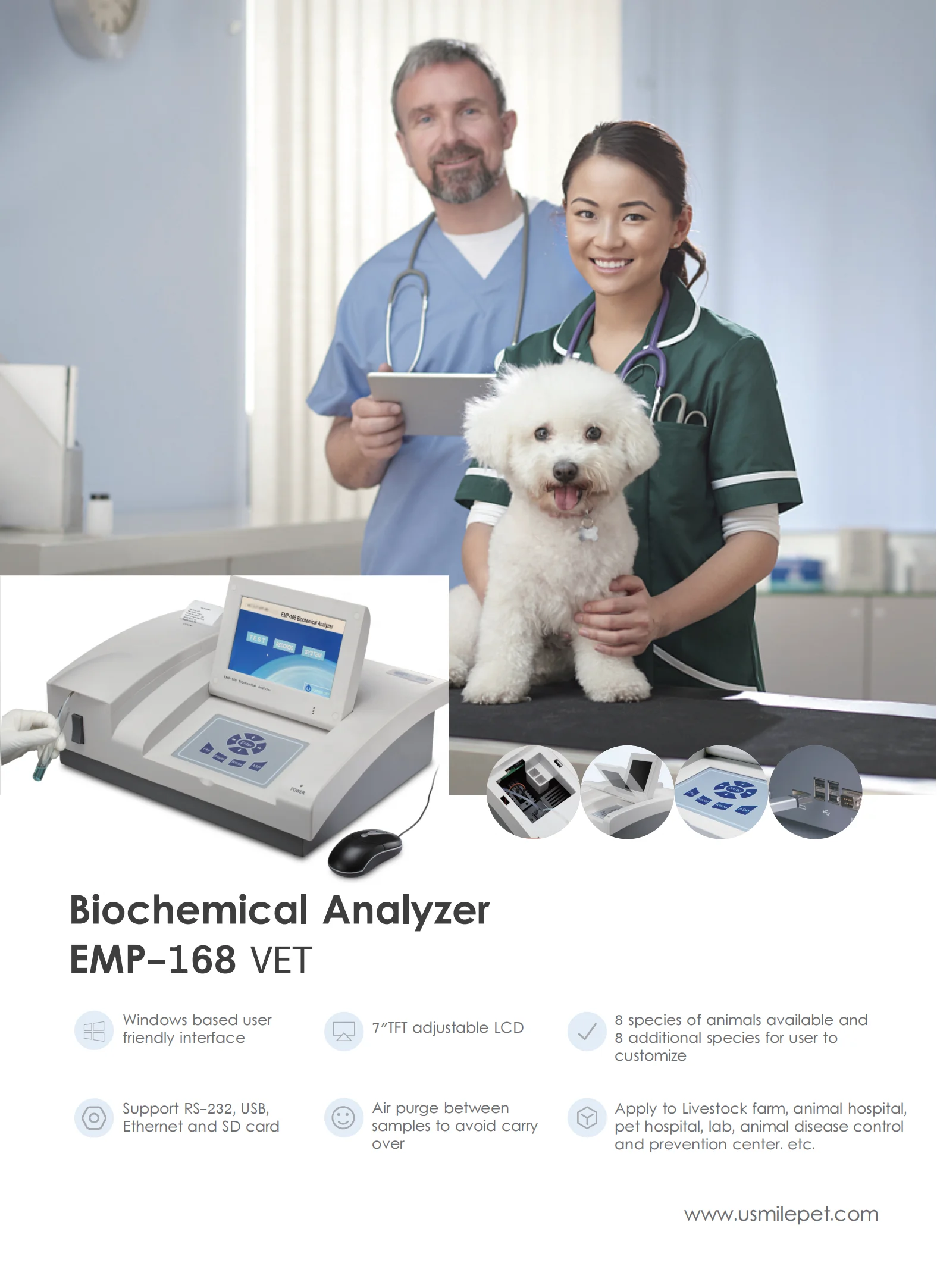 Veterinary Semi-Auto Biochemical Analysis Instrument Practical Lab Equipment for Farms Pet Clinic