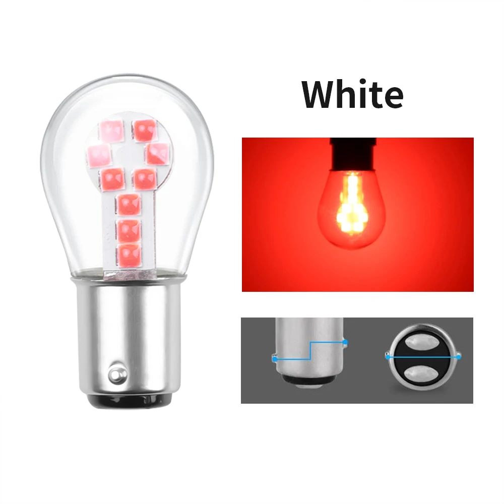 Ampoules LED Feux Stop BA15S R5W 1156 Blanc - 5050 8SMD 12V - Lot 2 Pièces