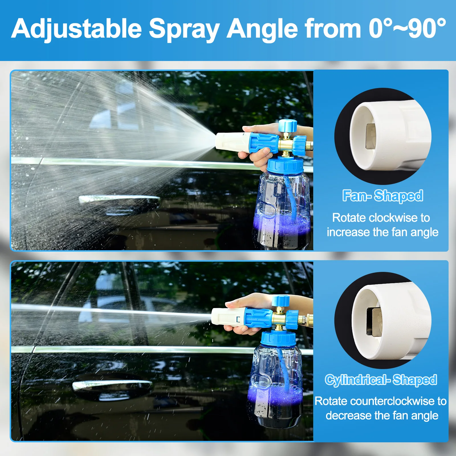 Foam Cannon Foam Generator 1L, Foam Blaster Wide Neck Adjustable Snow Foam Lance for Pressure Washer with 1/4" Quick Connector image 6