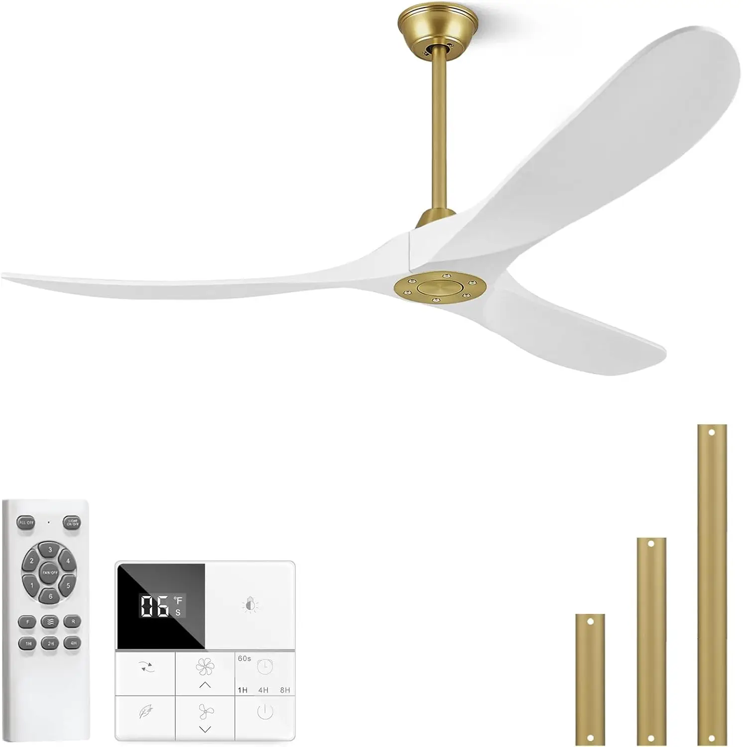 Lights 72 Inch Large Ceiling Fan, Outdoor Ceiling Fan No Lights with Wall and Remote Control, 3 Blade Solid