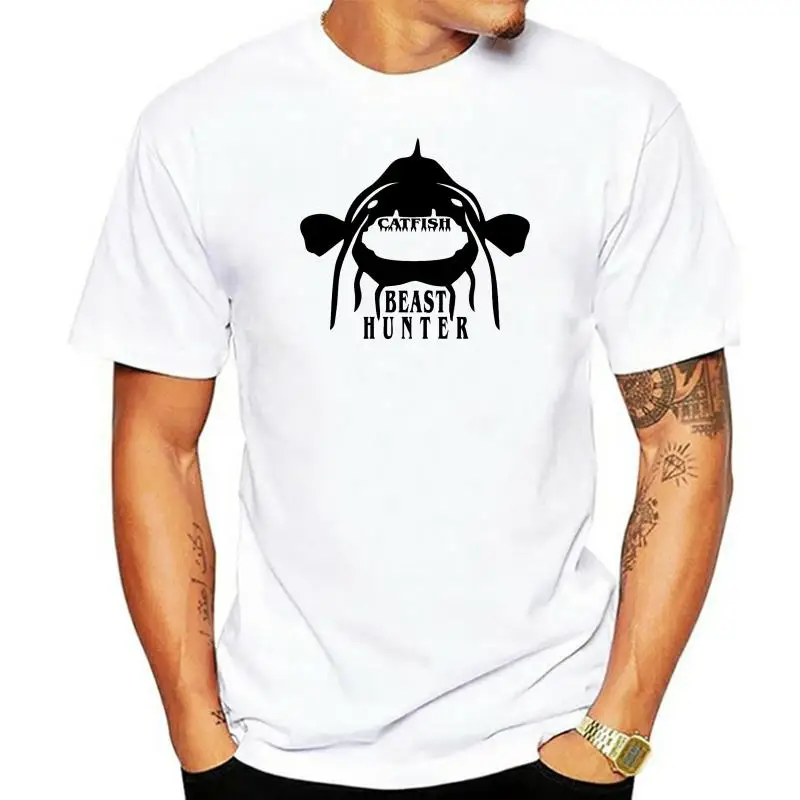 CATFISH BEAST HUNTER TSHIRT Carp Perch Bass Fishing Angling Tackle Small XXL Slim Fit Plus Size T-Shirt