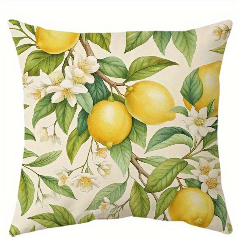 Home Decor Lemon Floral Pattern Pillow Covers Cushion Cover Suitable For Sofa Bedroom Car Pillow Cover 40x40cm