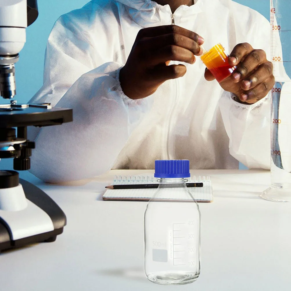 

2Pcs Clear Glass Reagent Bottles with Tight Caps Graduated for Lab Use Chemical Solution Storage Wide Mouth Easy Pour Design