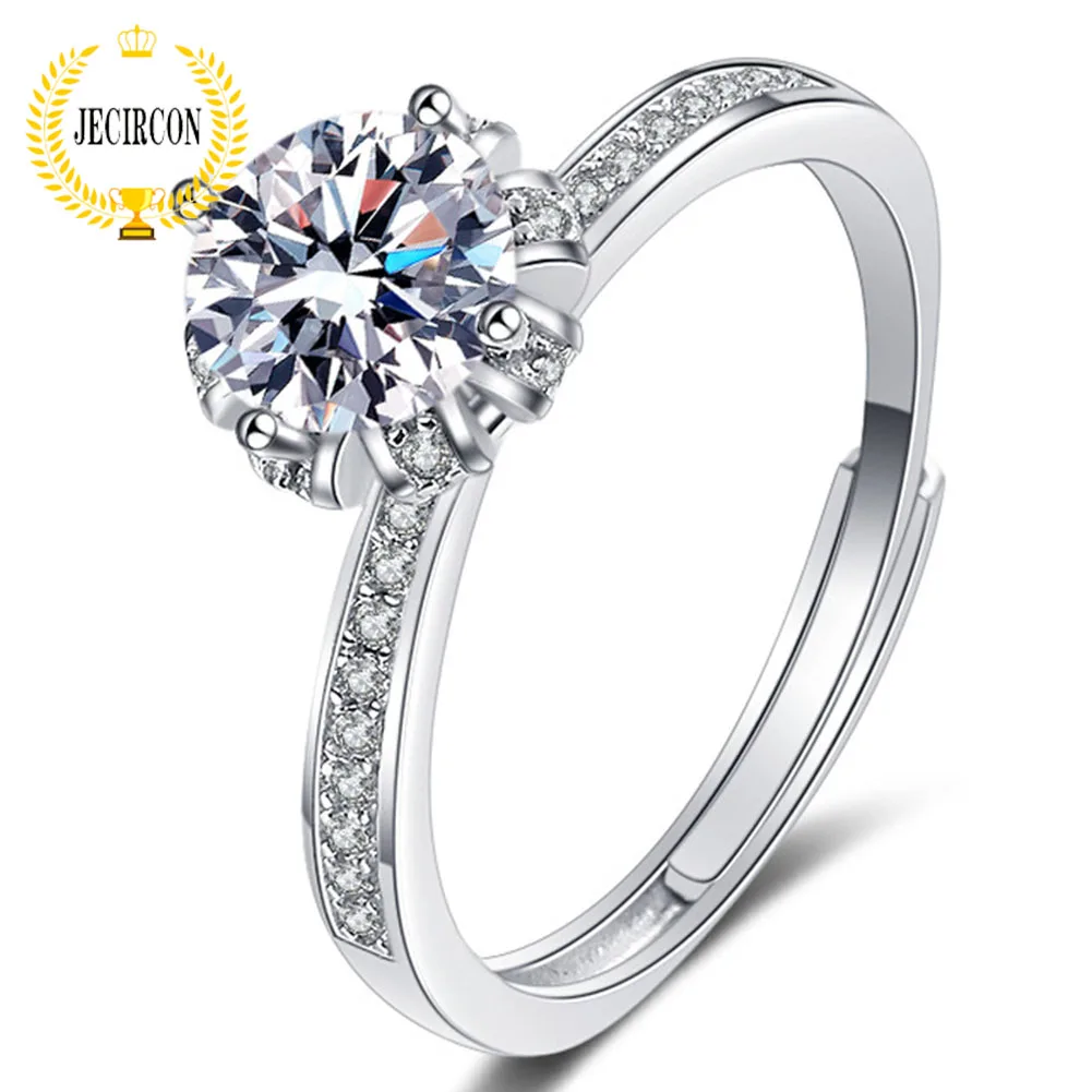 

JECIRCON 925 Sterling Silver Ring for Women 4-claw Bouquet Moissanite 1 Carat diamond Ring Fashion Jewelry Wholesale Accessories