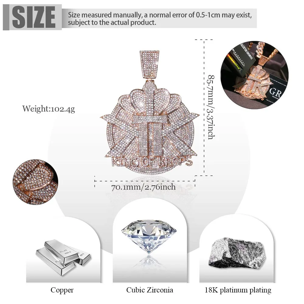Women Men's Iced Out Rotating Hourglass Design Pendant Street Rap Gangster Style Jewelry Christmas Halloween Holiday Gift Heavyweight Hip Hop Pendants Necklace 3D Necklace Accessories Fine Jewelry Gifts for Men Boy Friends 5A Cubic Zirconia 18K Gold Plate