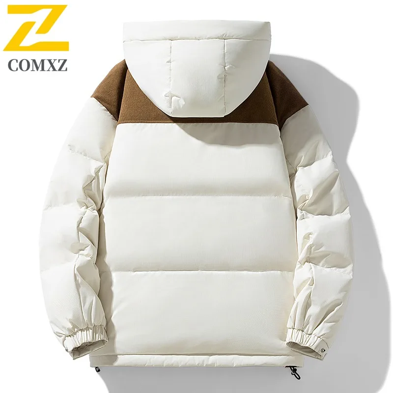COMXZ الدافئة أسفل سترة مقنعين سميكة وسيم الحد الأدنى التزلج وسادة مبطنة الثلوج عالية الجودة مبطن سترة ملابس للرجال