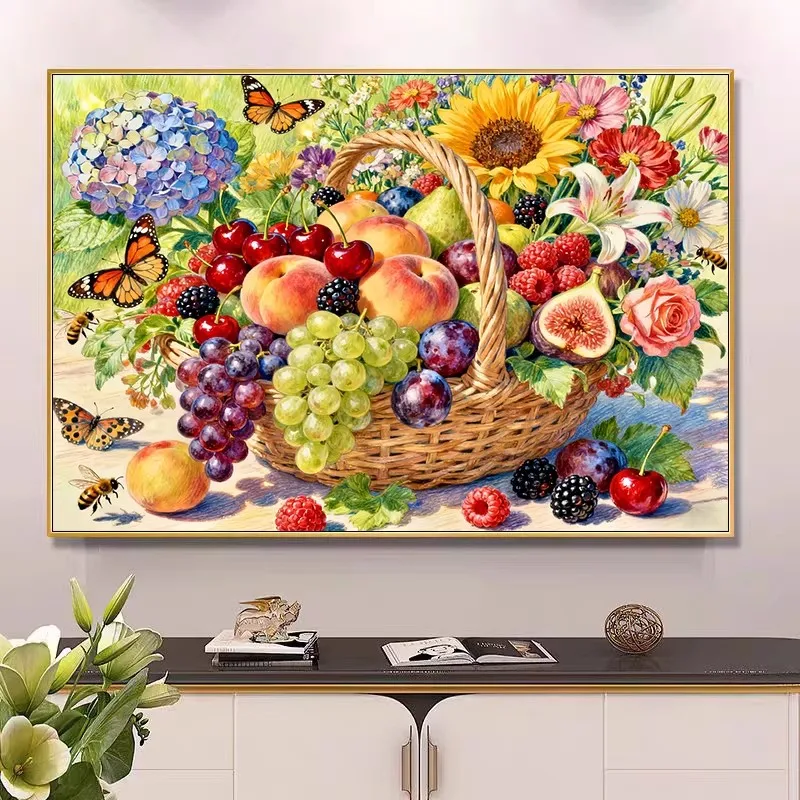 

Набор для вышивания фруктов 9ct 100x75см, наборы для рукоделия с принтом, вышивка крестом, декор для дома, 66 цветов